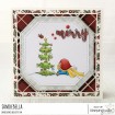 BUNDLE GIRL with a CHRISTMAS TREE and a BIRDIE rubber stamp